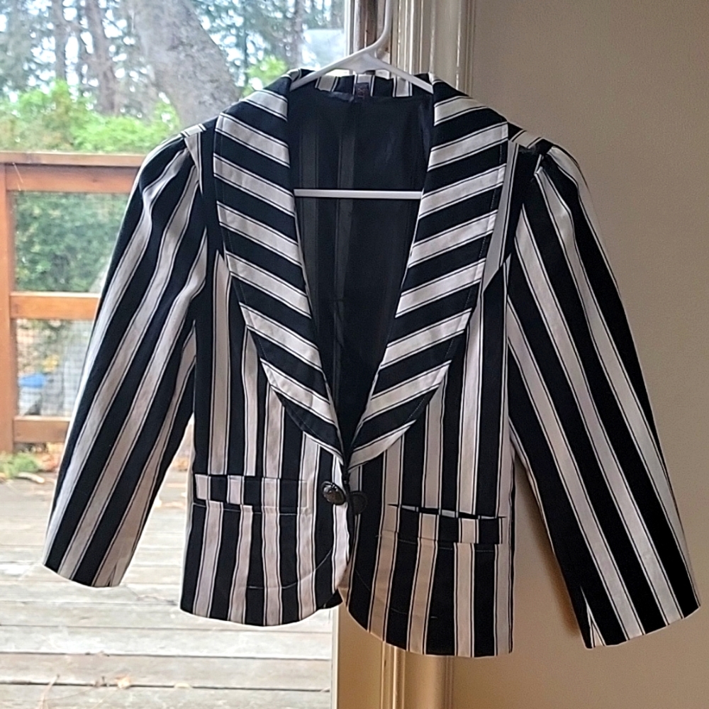 Alt/Goth Black and White Striped Blazer